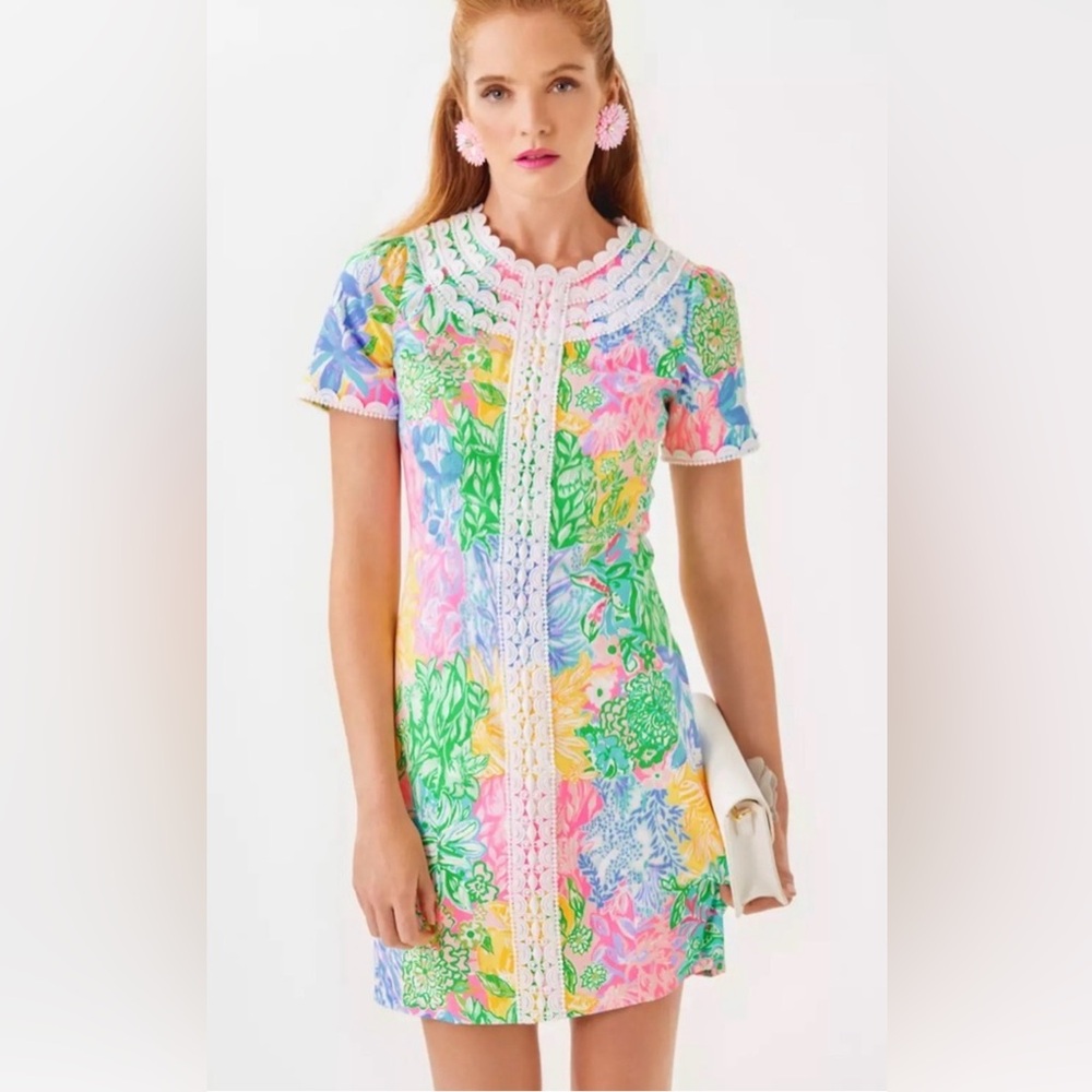 NWT 2025Lilly Pulitzer Short Sleeve Embellished Mila Bright Delight sz8 MSRP$498